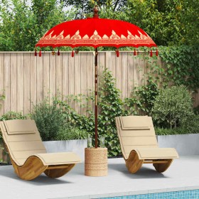 Parasol Balinés Rojo 185 x 185 x 260 cm Algodón en Sombrillas | Comprar online en Foru.es