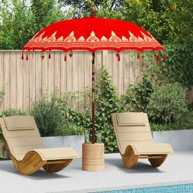 Parasol Balinés Rojo 215 x 215 x 260 cm Algodón en Sombrillas | Comprar online en Foru.es
