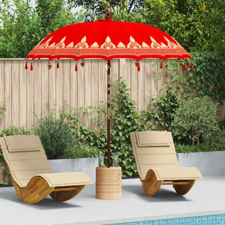 Parasol Balinés Rojo 215 x 215 x 260 cm Algodón en Sombrillas | Comprar online en Foru.es