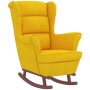 Sillón mecedora patas madera y taburete terciopelo amarillo de vidaXL, Mecedoras - Ref: Foro24-3121237, Precio: 243,42 €, Des...