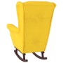 Sillón mecedora patas madera y taburete terciopelo amarillo de vidaXL, Mecedoras - Ref: Foro24-3121237, Precio: 243,42 €, Des...