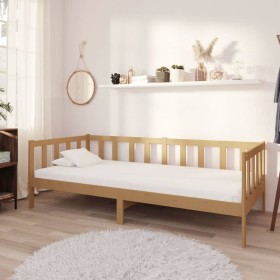 Sofá cama y colchón madera pino maciza marrón miel 90x200 cm de vidaXL, Camas y somieres - Ref: Foro24-3083622, Precio: 273,1...