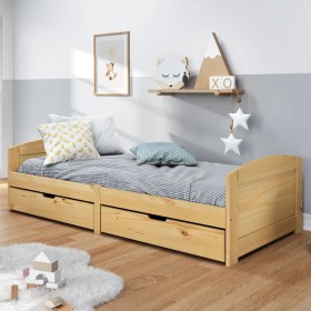 Sofá cama con 2 cajones madera maciza pino IRUN 90x200cm de vidaXL, Camas y somieres - Ref: Foro24-3185207, Precio: 204,90 €,...
