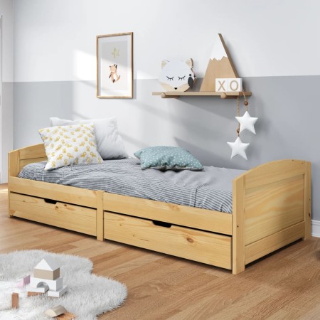 Sofá cama con 2 cajones madera maciza pino IRUN 90x200cm de vidaXL, Camas y somieres - Ref: Foro24-3185207, Precio: 204,90 €,...