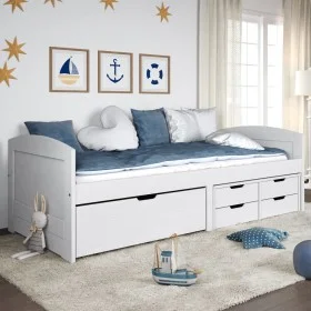Sofá cama con 5 cajones madera maciza pino blanca IRUN 90x200cm de vidaXL, Camas y somieres - Ref: Foro24-3185212, Precio: 33...