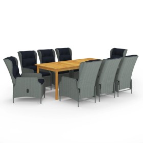 Juego de comedor para jardín 9 piezas gris claro en Conjuntos de jardín | Comprar online en Foru.es