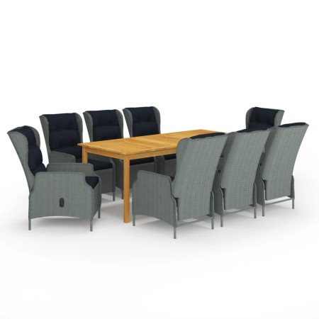 Juego de comedor para jardín 9 piezas gris claro en Conjuntos de jardín | Comprar online en Foru.es