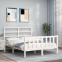 Estructura de cama con cabecero madera maciza blanco 120x200 cm de vidaXL, Camas y somieres - Ref: Foro24-3191902, Precio: 12...