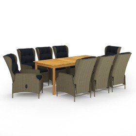 Juego de comedor de jardín de 9 piezas marrón en Conjuntos de jardín | Comprar online en Foru.es