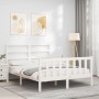 Estructura de cama con cabecero madera maciza blanco 120x200 cm de vidaXL, Camas y somieres - Ref: Foro24-3191902, Precio: 12...