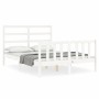 Estructura de cama con cabecero madera maciza blanco 140x190 cm de vidaXL, Camas y somieres - Ref: Foro24-3191887, Precio: 12...