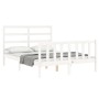 Estructura de cama con cabecero madera maciza blanco 140x190 cm de vidaXL, Camas y somieres - Ref: Foro24-3191887, Precio: 12...