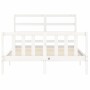 Estructura de cama con cabecero madera maciza blanco 140x190 cm de vidaXL, Camas y somieres - Ref: Foro24-3191887, Precio: 12...