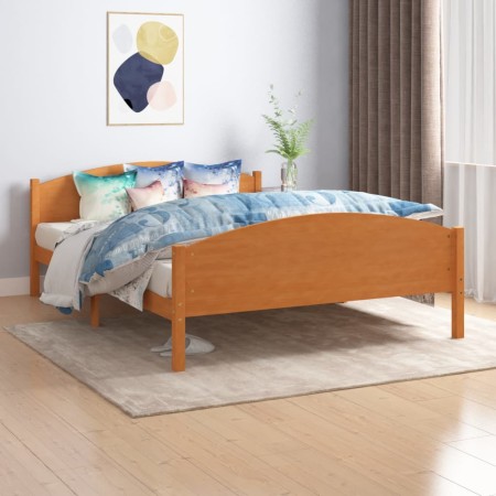 Estructura de cama madera maciza pino marrón miel 160x200 cm de vidaXL, Camas y somieres - Ref: Foro24-322040, Precio: 121,50...