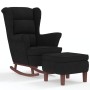 Sillón mecedora patas madera y taburete terciopelo negro de vidaXL, Mecedoras - Ref: Foro24-3121236, Precio: 278,92 €, Descue...