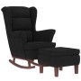 Sillón mecedora patas madera y taburete terciopelo negro de vidaXL, Mecedoras - Ref: Foro24-3121236, Precio: 278,92 €, Descue...