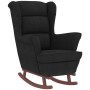 Sillón mecedora patas madera y taburete terciopelo negro de vidaXL, Mecedoras - Ref: Foro24-3121236, Precio: 278,92 €, Descue...