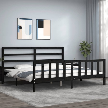 Estructura de cama con cabecero madera maciza negro 200x200 cm de vidaXL, Camas y somieres - Ref: Foro24-3191930, Precio: 198...