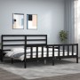 Estructura de cama con cabecero madera maciza negro 200x200 cm de vidaXL, Camas y somieres - Ref: Foro24-3191930, Precio: 198...