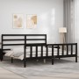Estructura de cama con cabecero madera maciza negro 200x200 cm de vidaXL, Camas y somieres - Ref: Foro24-3191930, Precio: 198...
