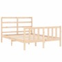 Estructura de cama de matrimonio con cabecero madera maciza de vidaXL, Camas y somieres - Ref: Foro24-3191876, Precio: 108,39...