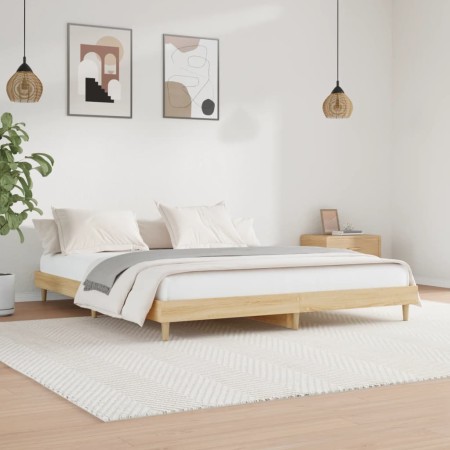 Estructura de cama madera de ingeniería roble Sonoma 200x200 cm de vidaXL, Camas y somieres - Ref: Foro24-832008, Precio: 156...