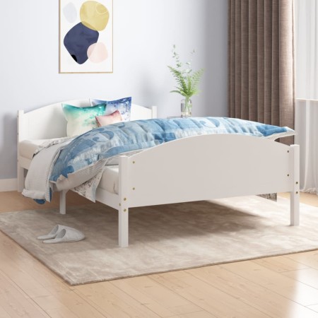Estructura de cama de madera maciza de pino blanco 160x200 cm de vidaXL, Camas y somieres - Ref: Foro24-322035, Precio: 114,6...