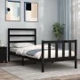 Estructura de cama individual con cabecero madera maciza negro de vidaXL, Camas y somieres - Ref: Foro24-3191870, Precio: 115...