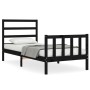 Estructura de cama individual con cabecero madera maciza negro de vidaXL, Camas y somieres - Ref: Foro24-3191870, Precio: 117...
