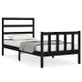 Estructura de cama individual con cabecero madera maciza negro de vidaXL, Camas y somieres - Ref: Foro24-3191870, Precio: 115...