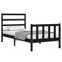 Estructura de cama individual con cabecero madera maciza negro de vidaXL, Camas y somieres - Ref: Foro24-3191870, Precio: 117...