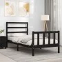 Estructura de cama individual con cabecero madera maciza negro de vidaXL, Camas y somieres - Ref: Foro24-3191870, Precio: 115...