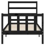 Estructura de cama individual con cabecero madera maciza negro de vidaXL, Camas y somieres - Ref: Foro24-3191870, Precio: 117...