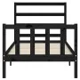 Estructura de cama individual con cabecero madera maciza negro de vidaXL, Camas y somieres - Ref: Foro24-3191870, Precio: 115...