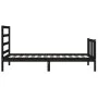 Estructura de cama individual con cabecero madera maciza negro de vidaXL, Camas y somieres - Ref: Foro24-3191870, Precio: 115...