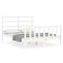 Estructura cama de matrimonio con cabecero madera maciza blanco de vidaXL, Camas y somieres - Ref: Foro24-3191877, Precio: 12...