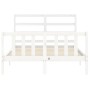 Estructura cama de matrimonio con cabecero madera maciza blanco de vidaXL, Camas y somieres - Ref: Foro24-3191877, Precio: 12...