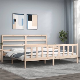 Estructura de cama con cabecero madera maciza 200x200 cm de vidaXL, Camas y somieres - Ref: Foro24-3191926, Precio: 136,17 €,...