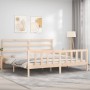 Estructura de cama con cabecero madera maciza 200x200 cm de vidaXL, Camas y somieres - Ref: Foro24-3191926, Precio: 136,17 €,...