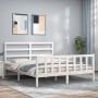 Estructura de cama con cabecero madera maciza blanco 160x200 cm de vidaXL, Camas y somieres - Ref: Foro24-3191917, Precio: 13...