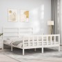 Estructura de cama con cabecero madera maciza blanco 160x200 cm de vidaXL, Camas y somieres - Ref: Foro24-3191917, Precio: 13...