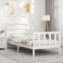 Estructura de cama con cabecero madera maciza blanco 90x200 cm de vidaXL, Camas y somieres - Ref: Foro24-3191892, Precio: 92,...