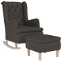 Sillón con patas mecedoras y taburete de tela gris oscuro de vidaXL, Sillones - Ref: Foro24-3121273, Precio: 287,94 €, Descue...
