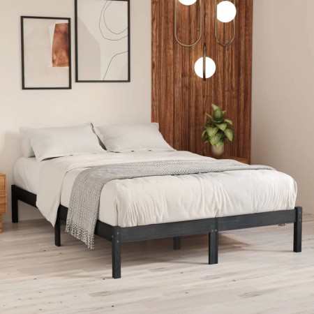 Estructura de cama madera maciza de pino gris 200x200 cm de vidaXL, Camas y somieres - Ref: Foro24-810039, Precio: 85,12 €, D...