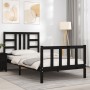 Estructura de cama con cabecero madera maciza negro 100x200 cm de vidaXL, Camas y somieres - Ref: Foro24-3191965, Precio: 135...