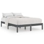 Estructura de cama madera maciza de pino gris 200x200 cm de vidaXL, Camas y somieres - Ref: Foro24-810039, Precio: 85,12 €, D...