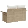Sofá de jardín con cojín Beige 141 x 62 x 69 cm ratán sintético en Sofás de exterior | Comprar online en Foru.es