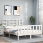Estructura de cama con cabecero madera maciza blanco 140x190 cm de vidaXL, Camas y somieres - Ref: Foro24-3191952, Precio: 13...
