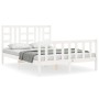 Estructura de cama con cabecero madera maciza blanco 140x190 cm de vidaXL, Camas y somieres - Ref: Foro24-3191952, Precio: 13...