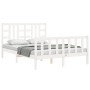 Estructura de cama con cabecero madera maciza blanco 140x190 cm de vidaXL, Camas y somieres - Ref: Foro24-3191952, Precio: 13...
